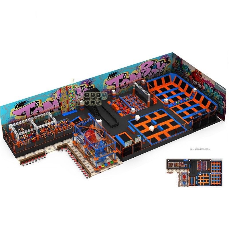 Indoor Trampoline Adventure Park with Low High Rope Courses and Ninja