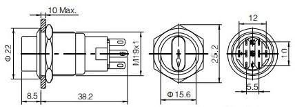 NL19-11XD/2 Two-position knob Lighted knob