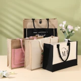 Custom Eco-Friendly Wind Simplicity Style Canvas Tote Bag Medium Fashionable Handbag Heat Transfer Logo Washable for Gift