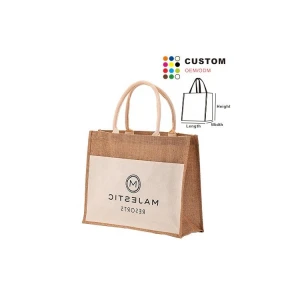 huahao Recycled Wholesale Burlap Bolsa De Yute Fashionable Printed Cotton Tote Shopping Large Canvas Jute Bag Custom