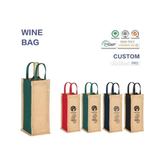 Huahao Bolsa De Yute High Quality Reusable Grocery Waterproof Shopping Jute Portable Wine Bags