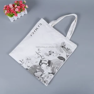 Custom Recycled White Cotton Canvas Tote Bag with Rope Handle and Cartoon Pattern Featuring Custom Logo