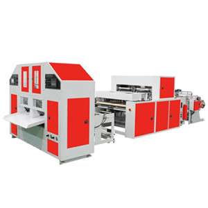 HSLB-450X2.Two Lines Automatic T-shirt Bag on Roll Making Machine with Core