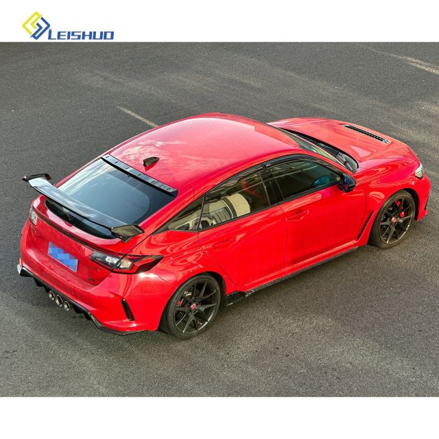 Leishuo new bright black carbon fiber rear spoiler top wing suitable for Honda 11th generation Civic Type R 2022+