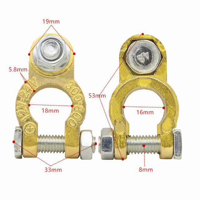 Brass car battery terminal pure copper battery pile head single screw battery clamp boat car storage battery