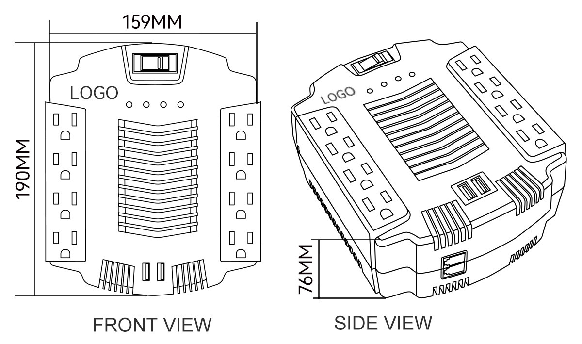 V2205 Computer Voltage Regulator 120VAC Dimension