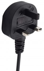 An ungrounded plug with plastic earth pin