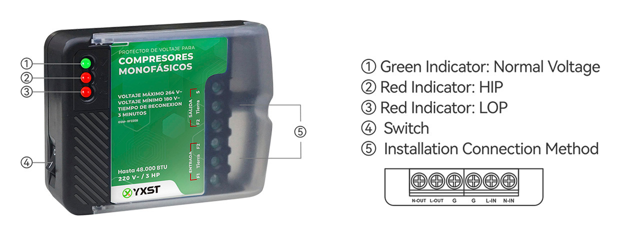 N019-220 Aircon Surge Protector 30A 6600W Instruction