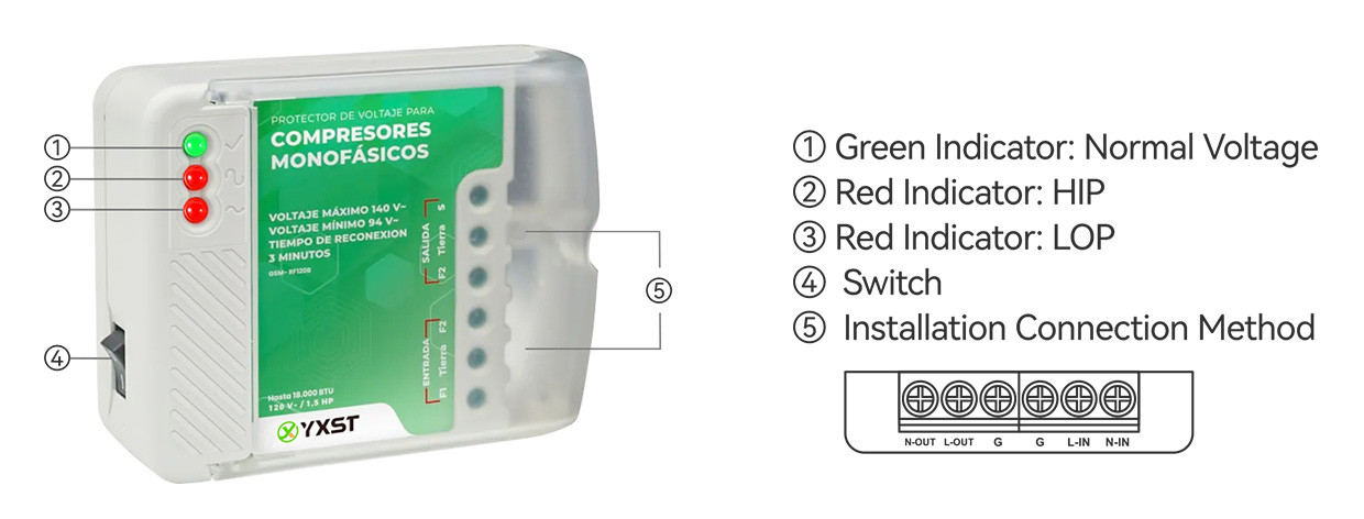 N019-120 Air Conditioner Surge Protection 120V 30A 3600W Instruction