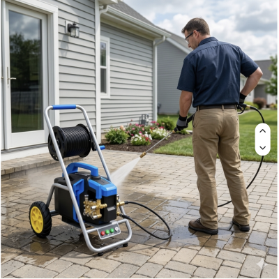 2.5KW High Pressure Washer with Hose Reel, Portable Electric Pressure Cleaner for Car Washing, Floor Cleaning