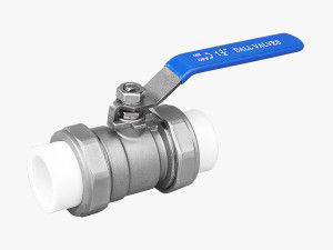 Two-piece ball valve with connecting pipe