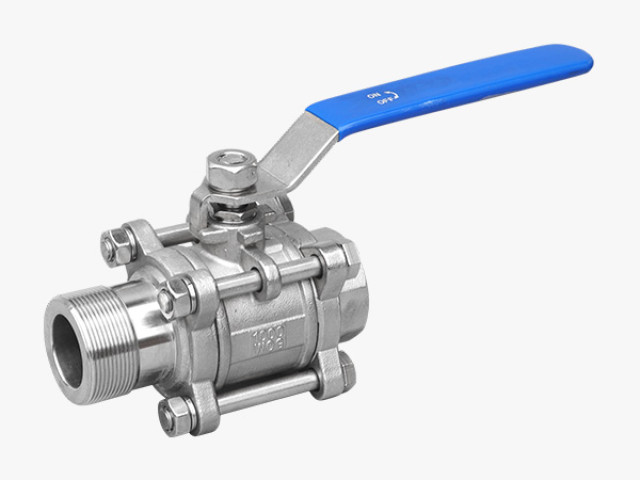 Three-piece internal and external wire ball valve