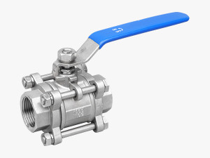 Three-piece threaded ball valve