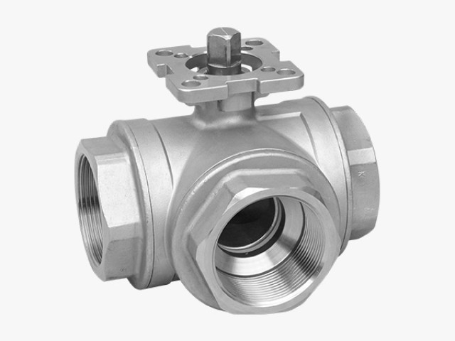 Three-way high platform ball valve