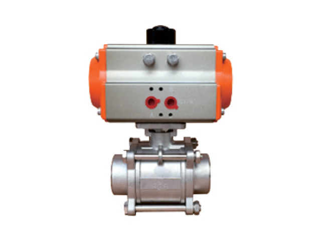 Pneumatic three-piece butt welding ball valve