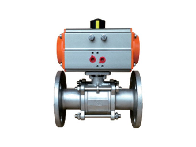 Pneumatic three-piece flange ball valve