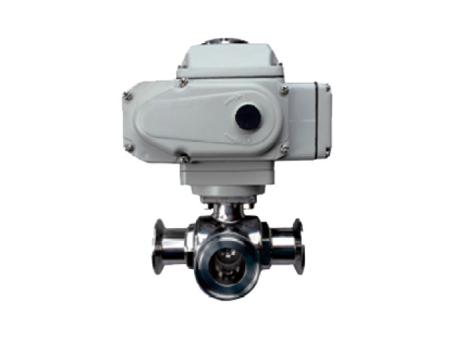 Electric three-way sanitary ball valve