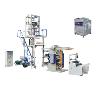 HDPE/LDPE/Biodegradable Film Blowing Machine with inline Two-color Flexographic Printing Machin