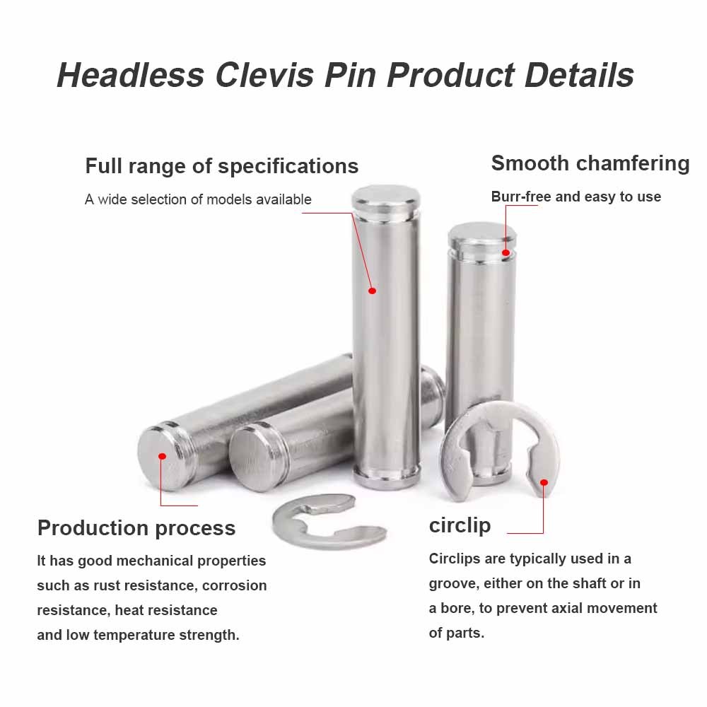 headless clevis pin with double grooved details