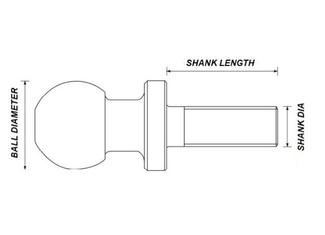 Trailer Hitch Ball Shank dia shank length ball dimensions