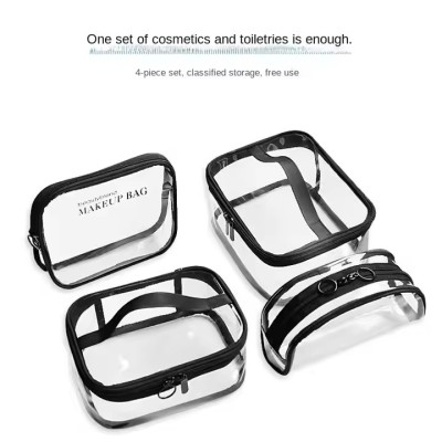 New Ins Large Capacity Transparent Case Fashionable Portable Travel Toiletry Bag Zipper Foundation Lipstick Storage Case