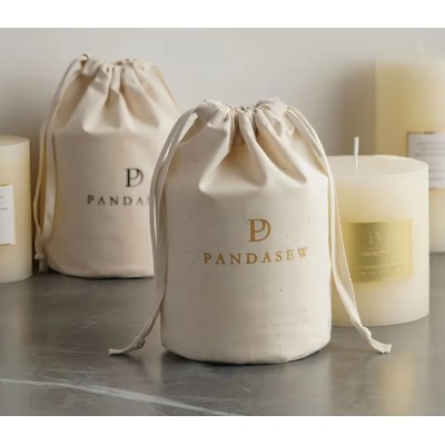 Round Bottom Muslin Cotton Candle Drawstring Packaging Bag Jewelry Pouch