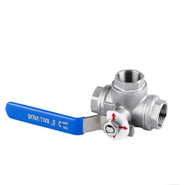 Internal thread three-way ball valve