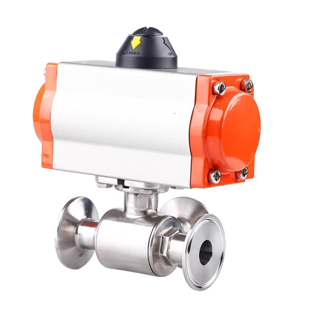 Pneumatic quick-install three-way ball valve