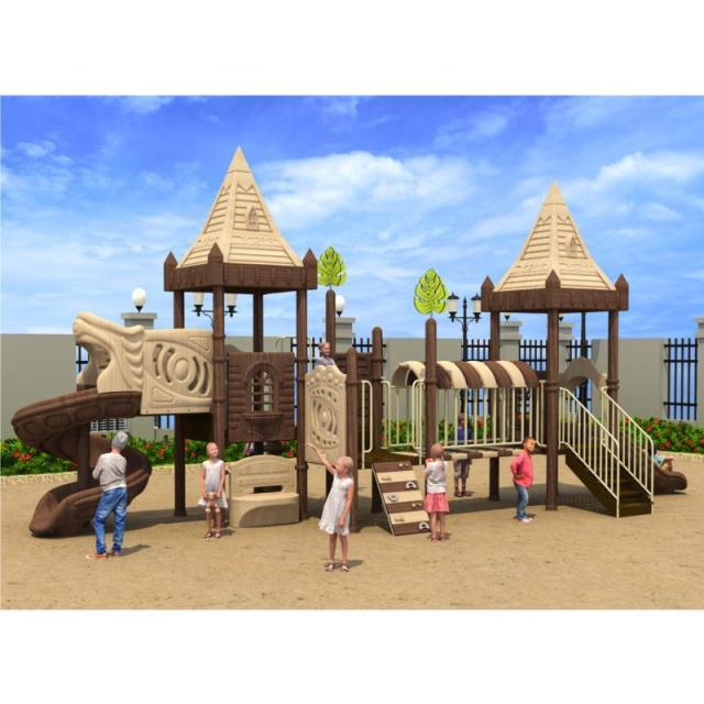 Large Outdoor Wooden Cabin Roof Combination Slide
