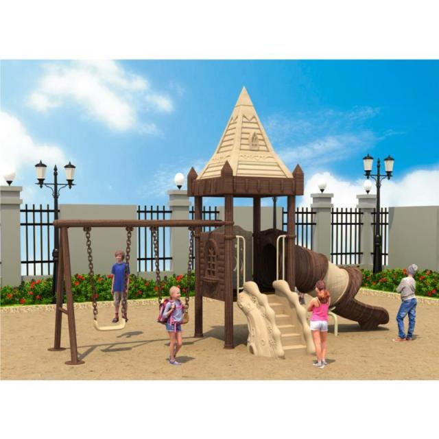 Large Outdoor Wooden Cabin Roof Combination Slide