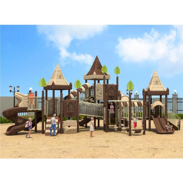 Large Outdoor Wooden Cabin Roof Combination Slide