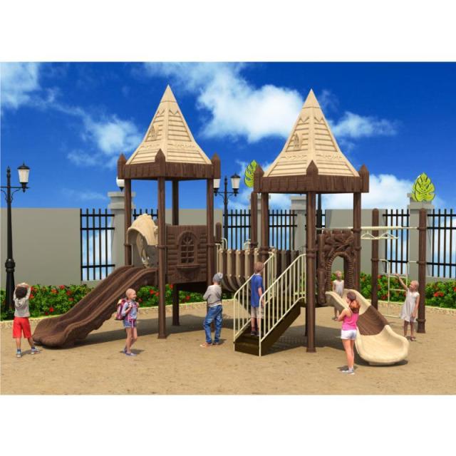 Large Outdoor Wooden Cabin Roof Combination Slide