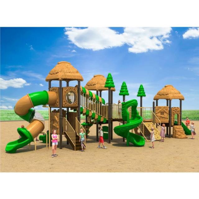 71-76 Large Outdoor Thatched Hut Combination Slide