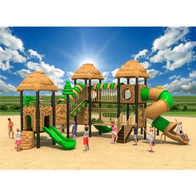 71-76 Large Outdoor Thatched Hut Combination Slide
