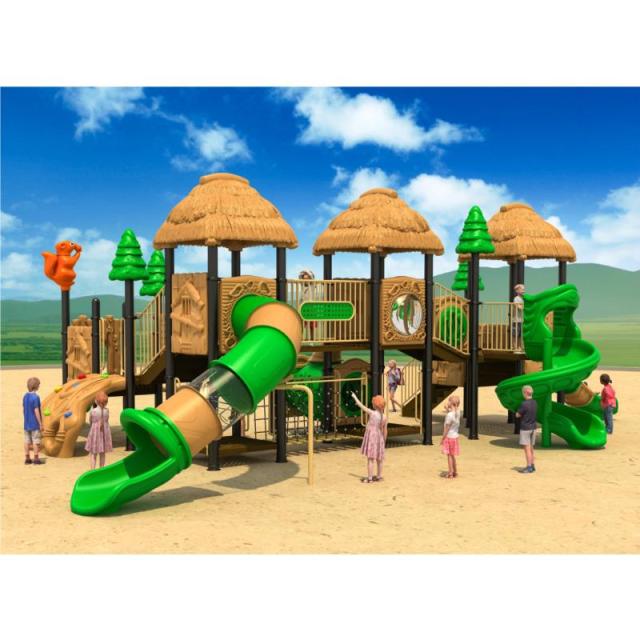 71-76 Large Outdoor Thatched Hut Combination Slide