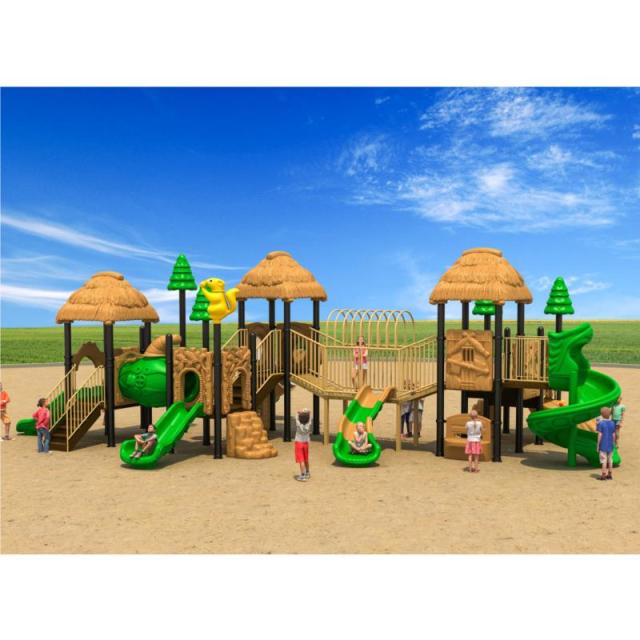 71-76 Large Outdoor Thatched Hut Combination Slide
