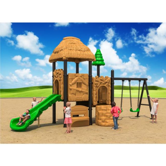 77-88 Large Outdoor Thatched Hut Combination Slide