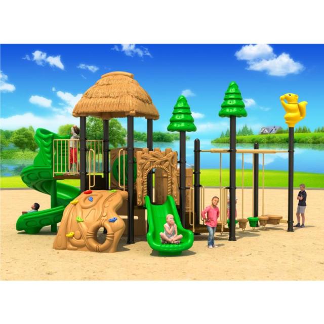 77-88 Large Outdoor Thatched Hut Combination Slide