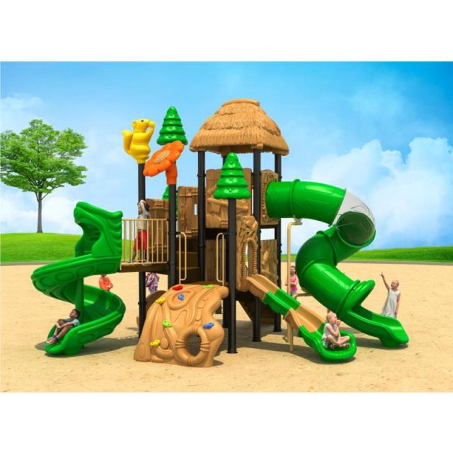 77-88 Large Outdoor Thatched Hut Combination Slide