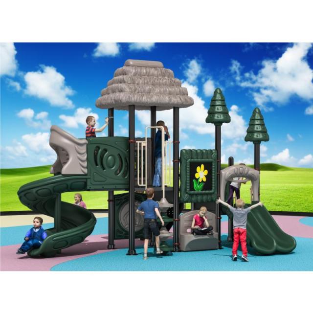 77-88 Large Outdoor Thatched Hut Combination Slide