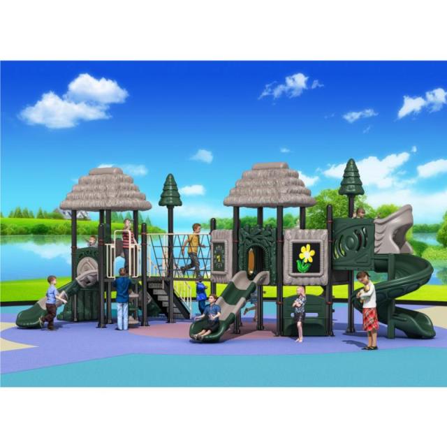 77-88 Large Outdoor Thatched Hut Combination Slide