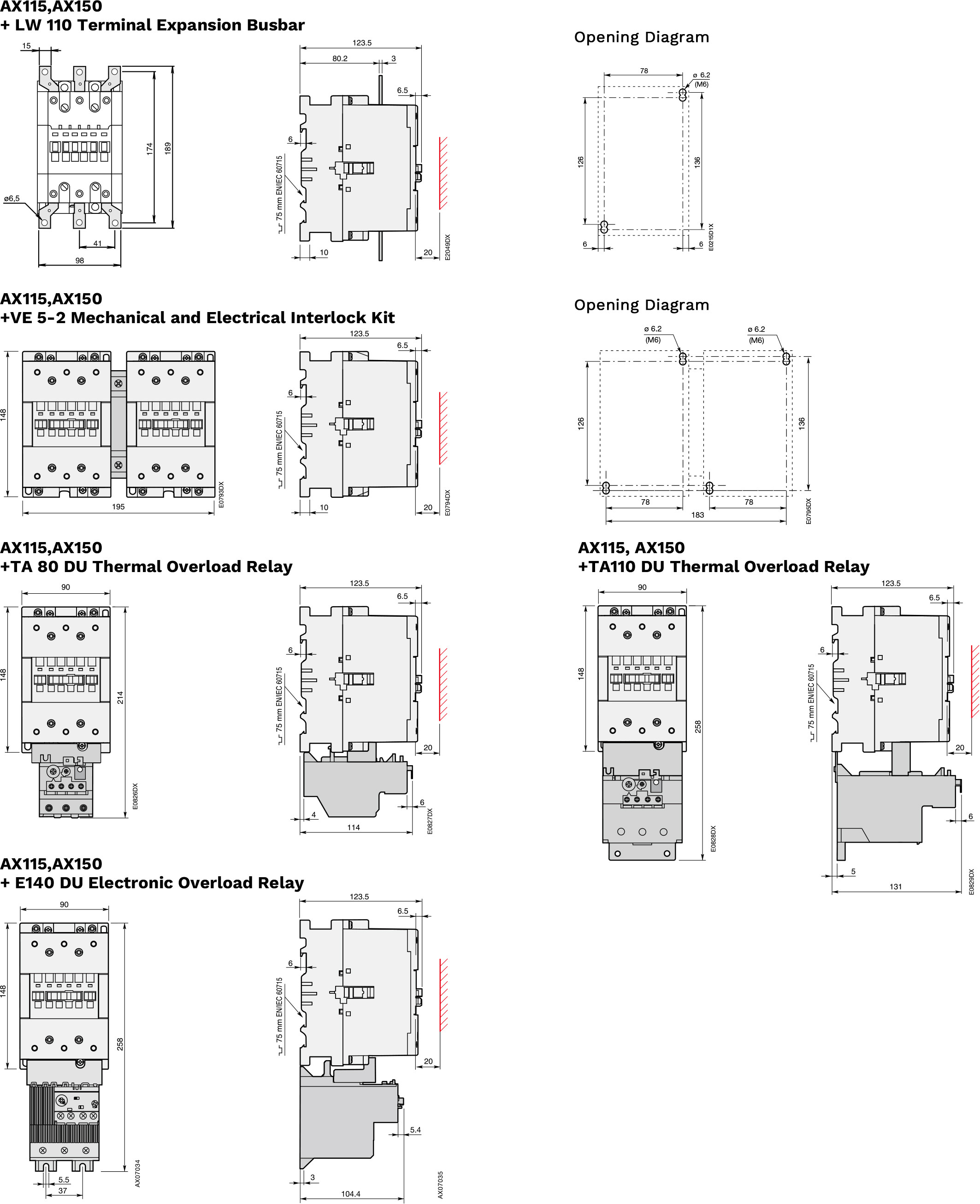 AX115, AX150 Three-Pole Contactor