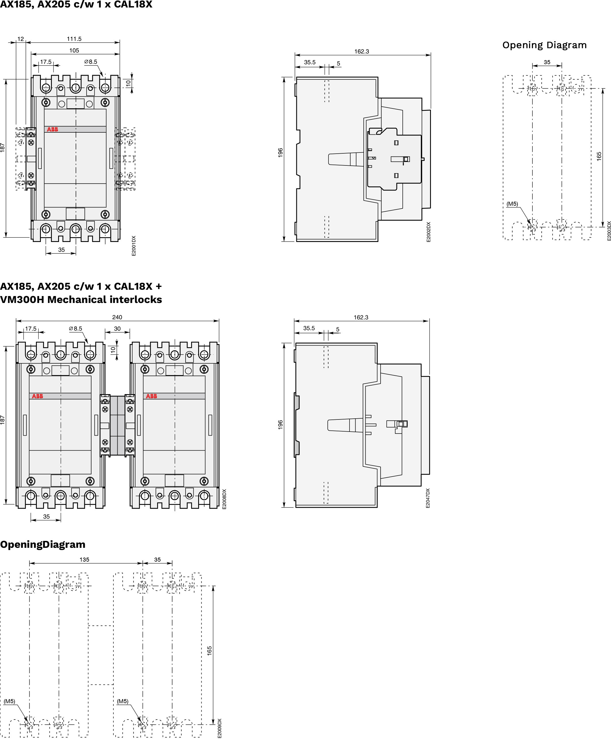 AX185, AX205 Three-Pole Contactor