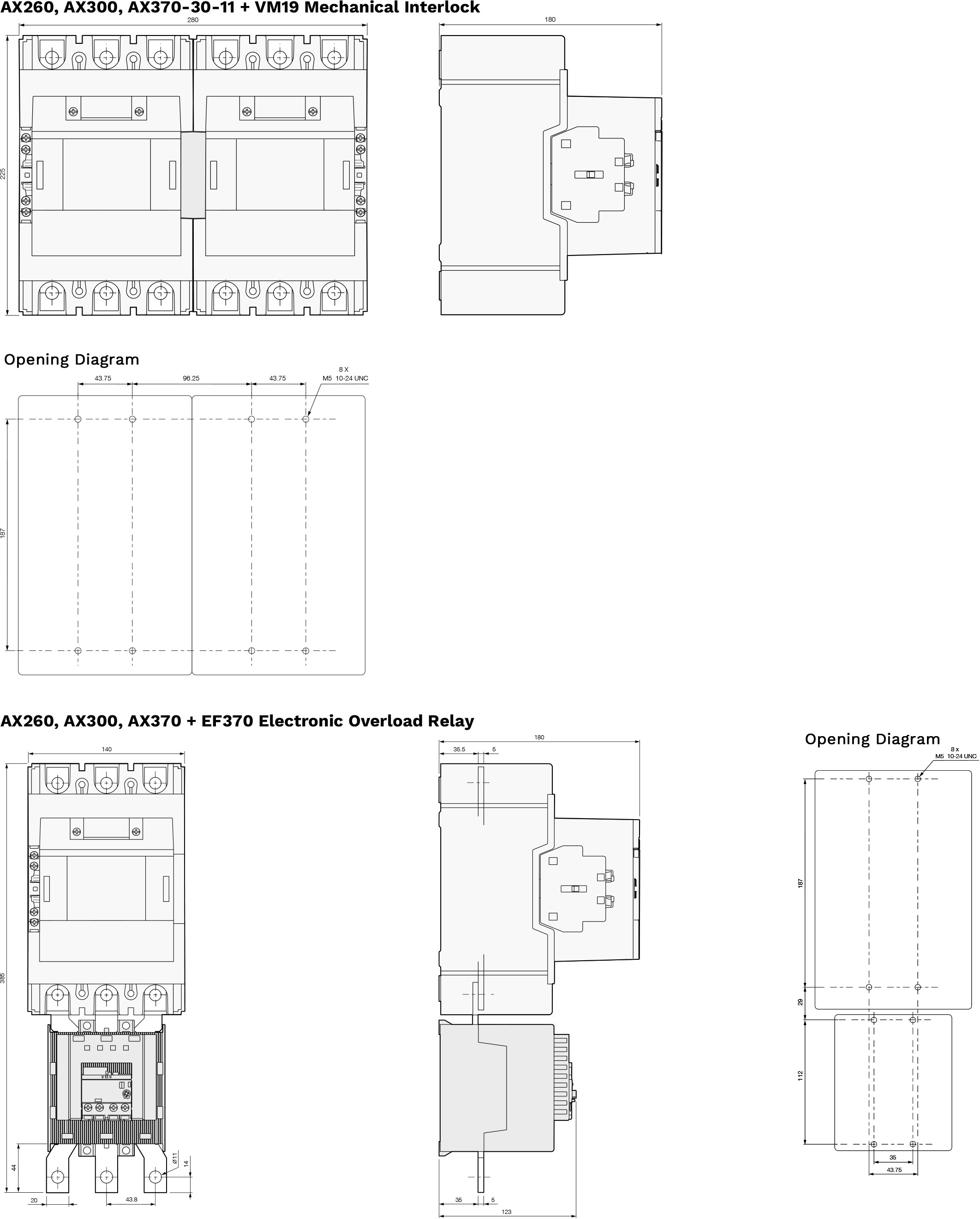 AX260, AX300, AX370 Three-Pole Contactor