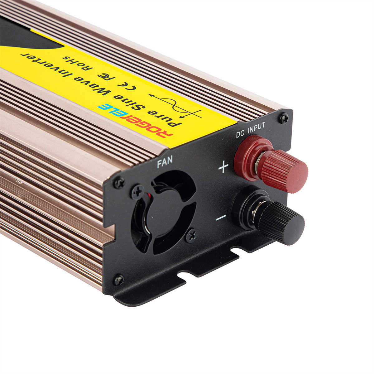 REP600 positive and negative DC input terminals and cooling fan