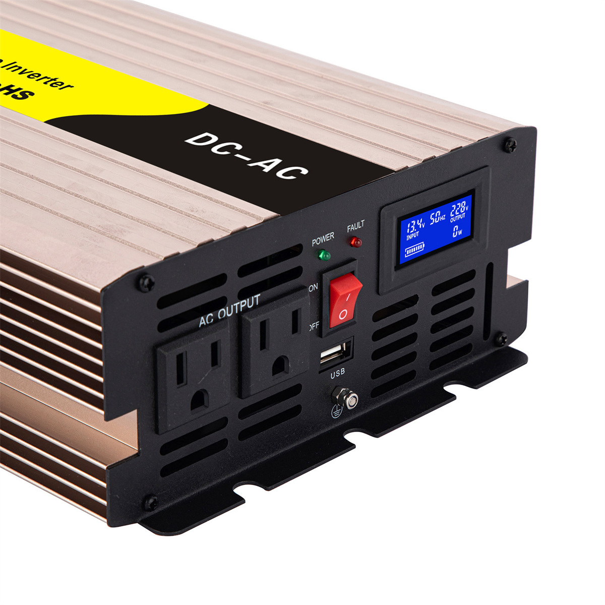 REP1000 1000W pure sine wave inverter with US 120V outlets, LCD display and USB port