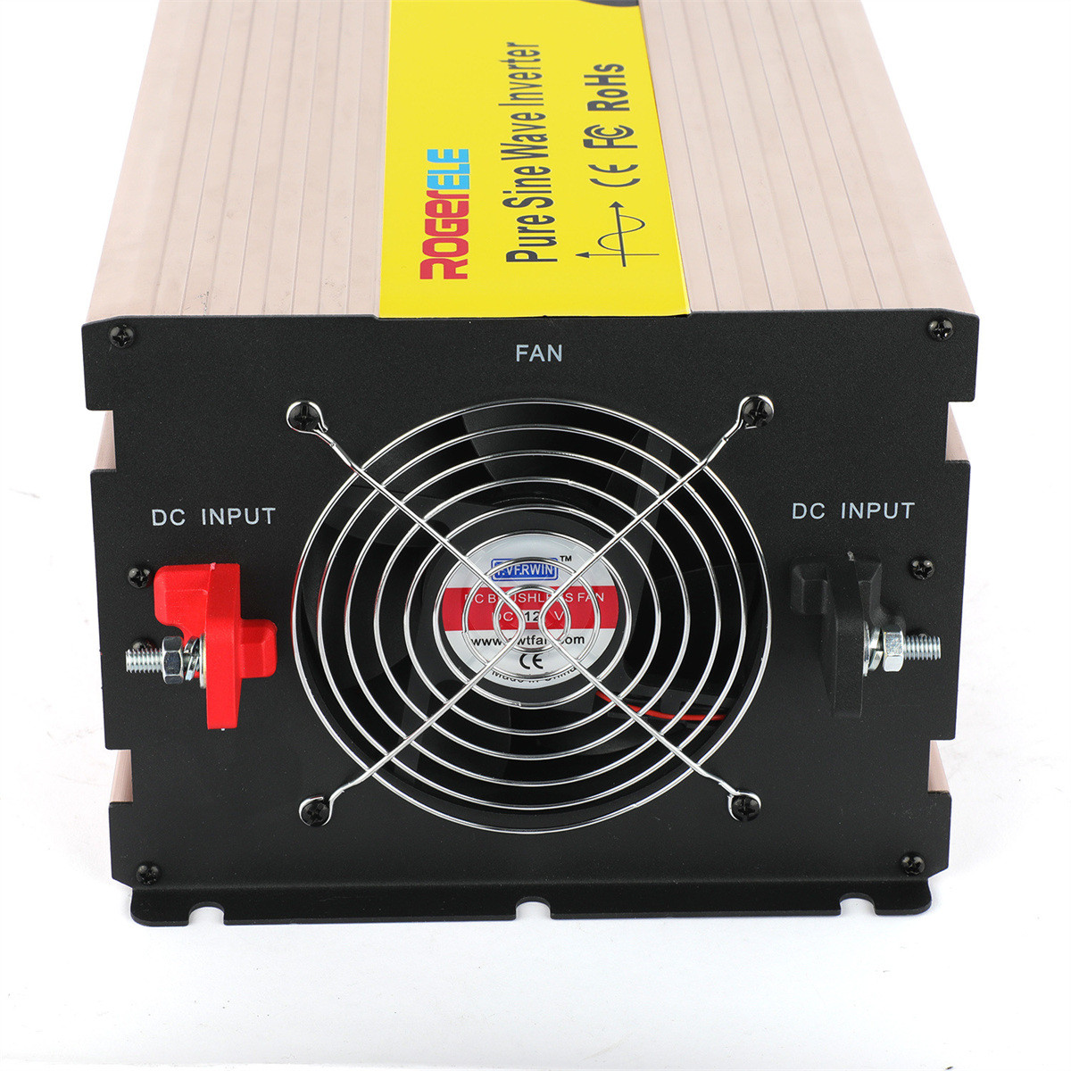 REP4000 positive and negative DC input terminals and cooling fan