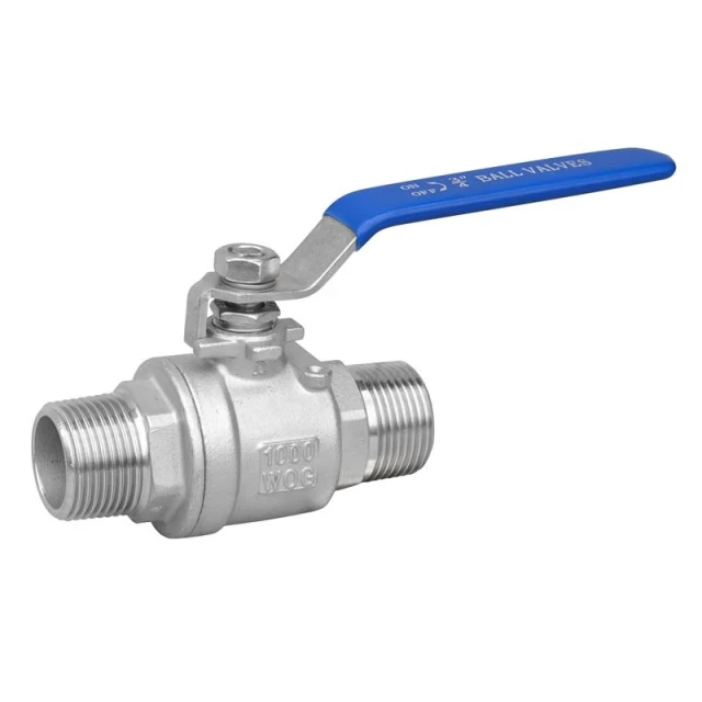 2PC Double Outer Thread Ball Valve