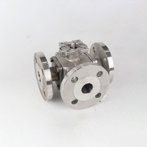 Square body three-way flanged ball valve