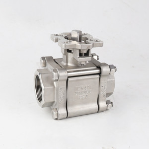 Square three-way threaded ball valve
